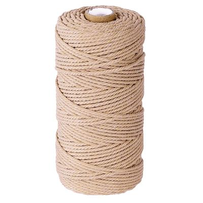 Light Khaki Macrame Cord Craft Cord Cotton Rope Twisted Macrame Yarn DIY Knitting Plant Hangers Wall Hangings Christmas Wedding Decor 3mm x 328 Feet