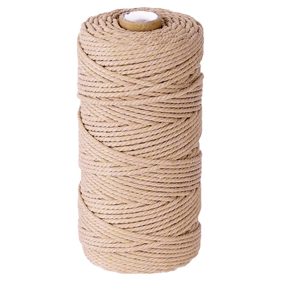 Light Khaki Macrame Cord Craft Cord Cotton Rope Twisted Macrame Yarn DIY Knitting Plant Hangers Wall Hangings Christmas Wedding Decor 3mm x 328 Feet