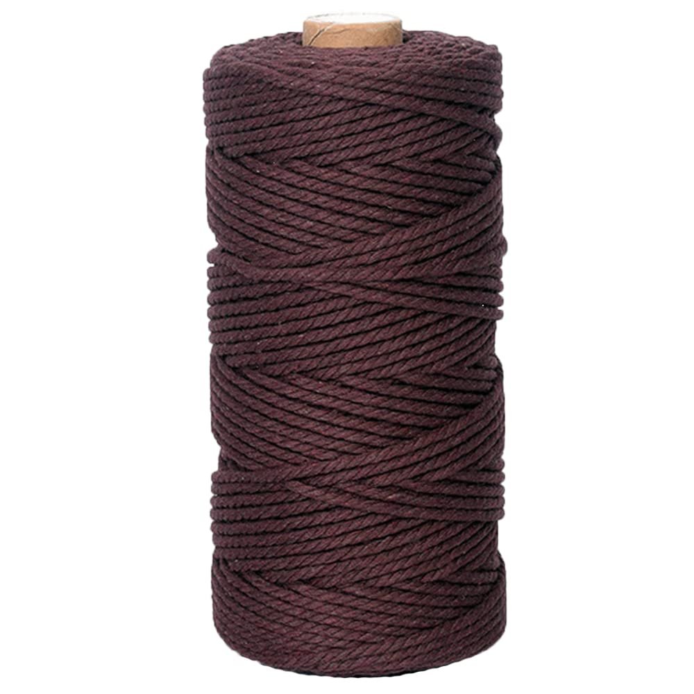 Deep Coffee Macrame Cord Craft Cord Cotton Rope Twisted Macrame Yarn DIY Knitting Plant Hangers Wall Hangings Christmas Wedding Decor 3mm x 328 Feet