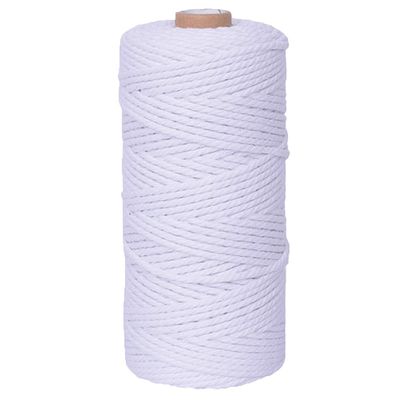 White Macrame Cord Craft Cord Cotton Rope Twisted Macrame Yarn DIY Knitting Plant Hangers Wall Hangings Christmas Wedding Decor 3mm x 328 Feet
