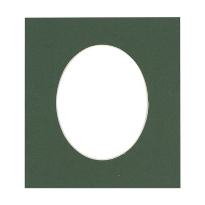 3x5 Mat For 6x7.5 Frame - Precut Hunter Green Oval Shaped Photo Mat Board Opening - Acid Free Matte and Bevel Cut for Family Photos, Pack of 1 Matboard Show Kit With Acid Free Backing & Clear Bag