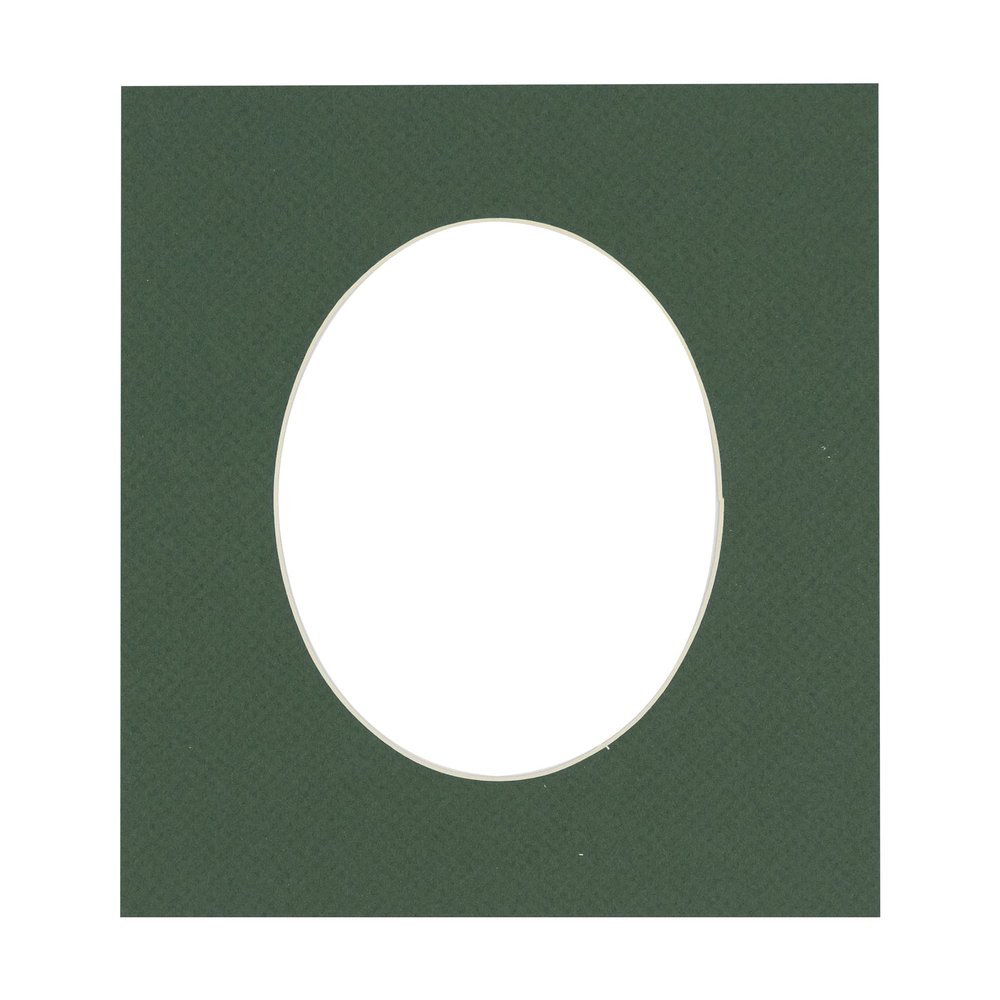 3x5 Mat For 6x7.5 Frame - Precut Hunter Green Oval Shaped Photo Mat Board Opening - Acid Free Matte and Bevel Cut for Family Photos, Pack of 1 Matboard Show Kit With Acid Free Backing & Clear Bag