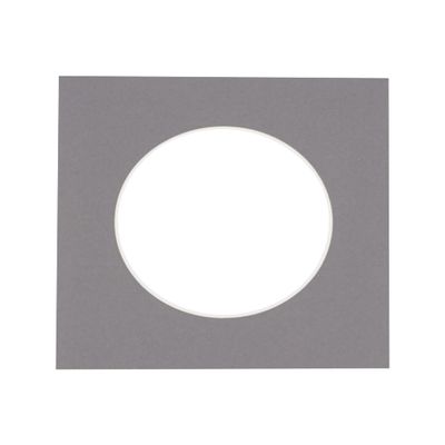 5x5 Mat For 7x7 Frame - Precut Charcoal Grey Circle Shaped Photo Mat Board Opening - Acid Free Matte and Bevel Cut for Family Photos, Pack of 1 Matboard Show Kit With Acid Free Backing & Clear Bag