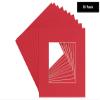 5x5 Mat for 7x7 Frame - Precut Cardinal Red Square Shaped Photo Mat Board Opening - Acid Free Matte and Bevel Cut for Family Photos, Pack of 10 Matboards Show Kit with Acid Free Backings & Clear Bags view 2