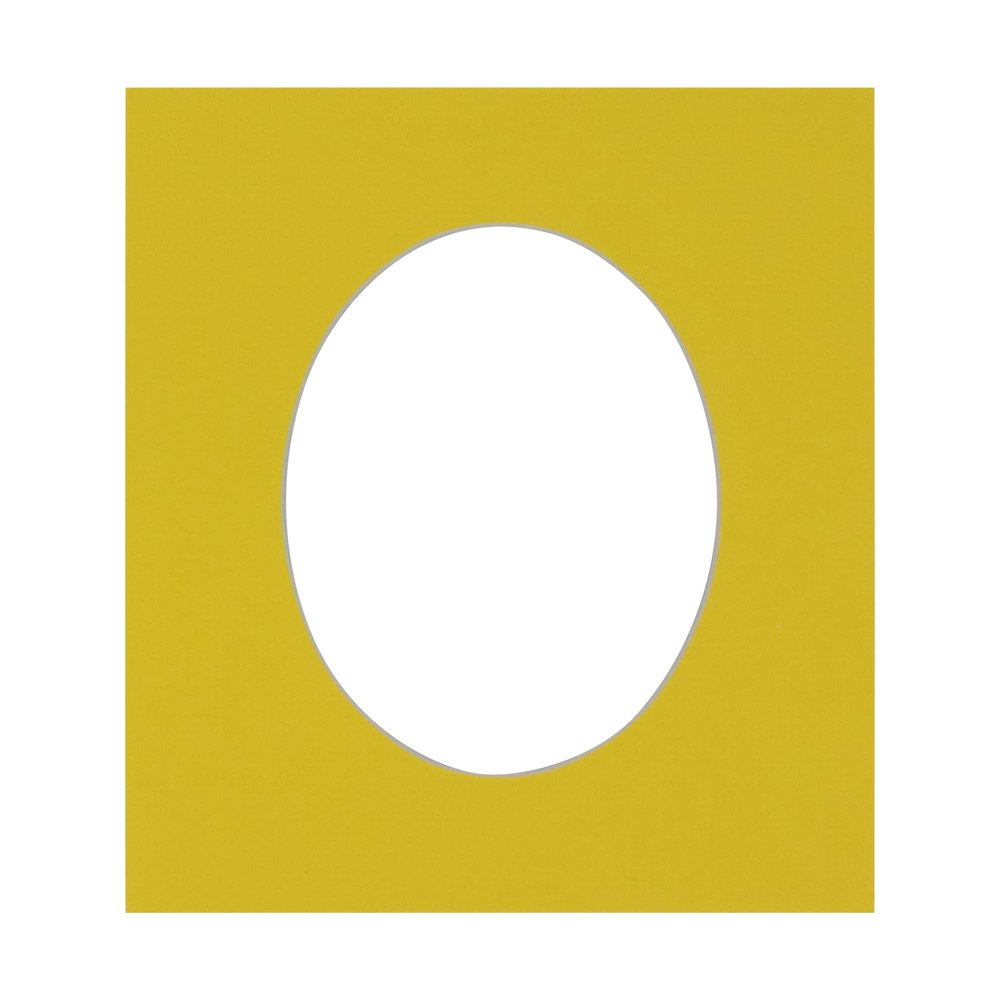 3x5 Mat For 6x7.5 Frame - Precut Yellow Oval Shaped Photo Mat Board Opening - Acid Free Matte and Bevel Cut for Family Photos, Pack of 1 Matboard Show Kit With Acid Free Backing & Clear Bag