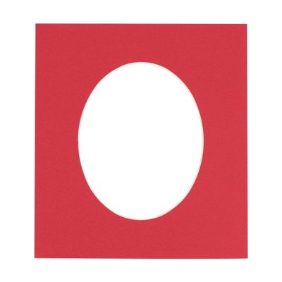 3x5 Mat For 6x7.5 Frame - Precut Cardinal Red Oval Shaped Photo Mat Board Opening - Acid Free Matte and Bevel Cut for Family Photos, Pack of 1 Matboard Show Kit With Acid Free Backing & Clear Bag