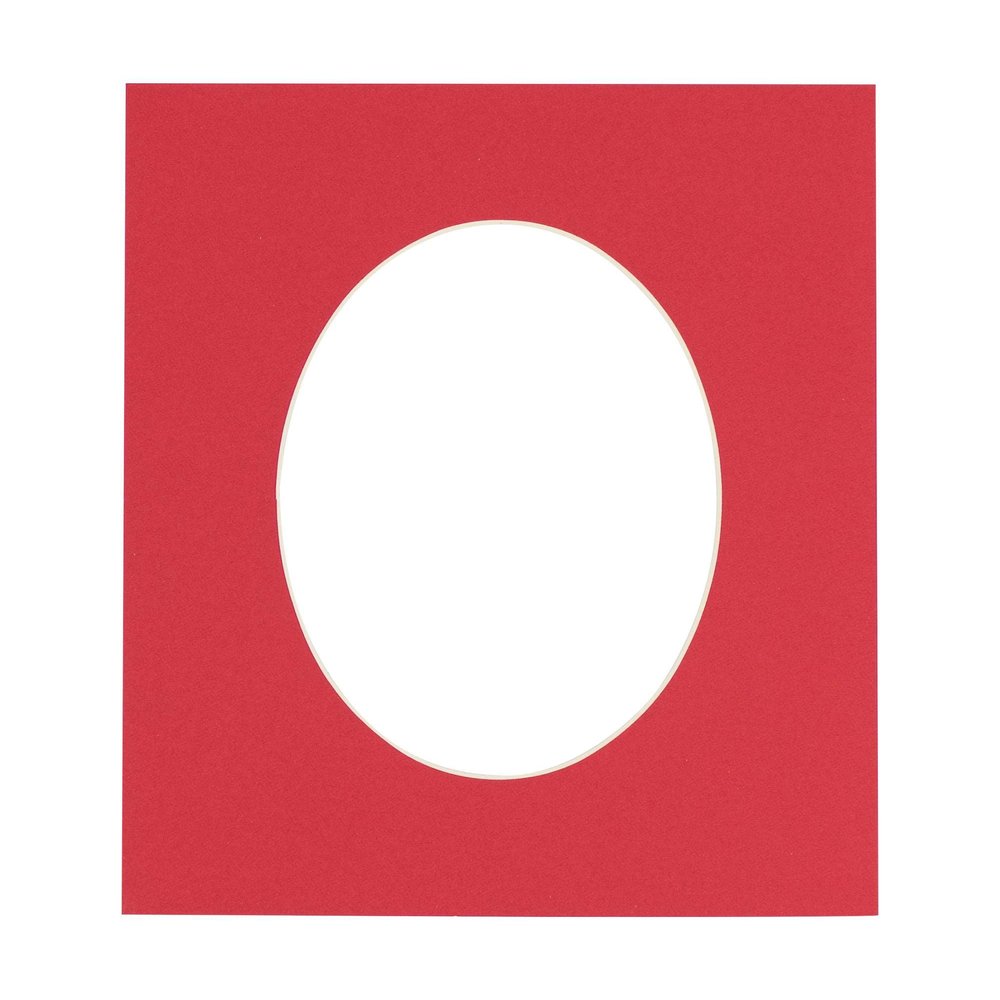 3x5 Mat For 6x7.5 Frame - Precut Cardinal Red Oval Shaped Photo Mat Board Opening - Acid Free Matte and Bevel Cut for Family Photos, Pack of 1 Matboard Show Kit With Acid Free Backing & Clear Bag