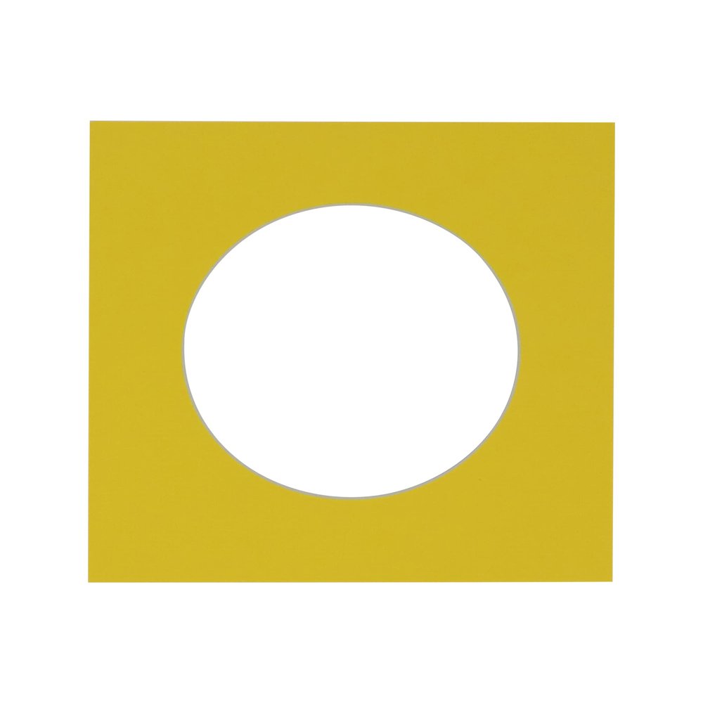 5x5 Mat For 7x7 Frame - Precut Yellow Circle Shaped Photo Mat Board Opening - Acid Free Matte and Bevel Cut for Family Photos, Pack of 1 Matboard Show Kit With Acid Free Backing & Clear Bag