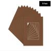 5x5 Mat For 7x7 Frame - Precut Aged Oak Brown Square Shaped Photo Mat Board Opening - Acid Free Matte Bevel Cut for Family Photos, Pack of 10 Matboards Show Kit With Acid Free Backings & Clear Bags view 2
