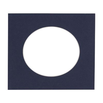 5x5 Mat For 7x7 Frame - Precut Navy Circle Shaped Photo Mat Board Opening - Acid Free Matte and Bevel Cut for Family Photos, Pack of 1 Matboard Show Kit With Acid Free Backing & Clear Bag