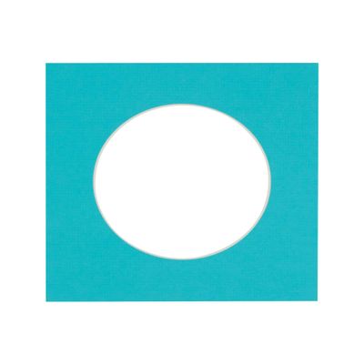 5x5 Mat For 7x7 Frame - Precut Aquamarine Blue Circle Shaped Photo Mat Board Opening - Acid Free Matte and Bevel Cut for Family Photos, Pack of 1 Matboard Show Kit With Acid Free Backing & Clear Bag
