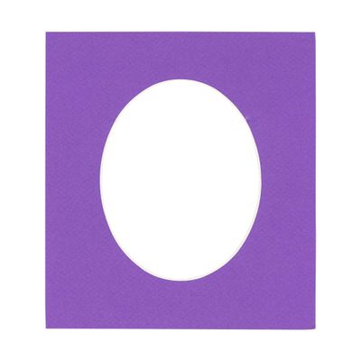 3x5 Mat For 6x7.5 Frame - Precut Purple Oval Shaped Photo Mat Board Opening - Acid Free Matte and Bevel Cut for Family Photos, Pack of 1 Matboard Show Kit With Acid Free Backing & Clear Bag