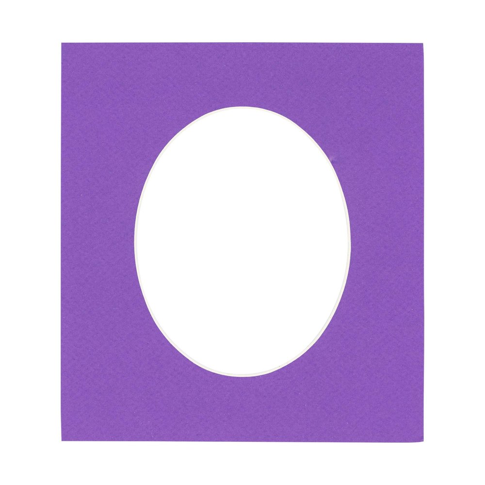 3x5 Mat For 6x7.5 Frame - Precut Purple Oval Shaped Photo Mat Board Opening - Acid Free Matte and Bevel Cut for Family Photos, Pack of 1 Matboard Show Kit With Acid Free Backing & Clear Bag