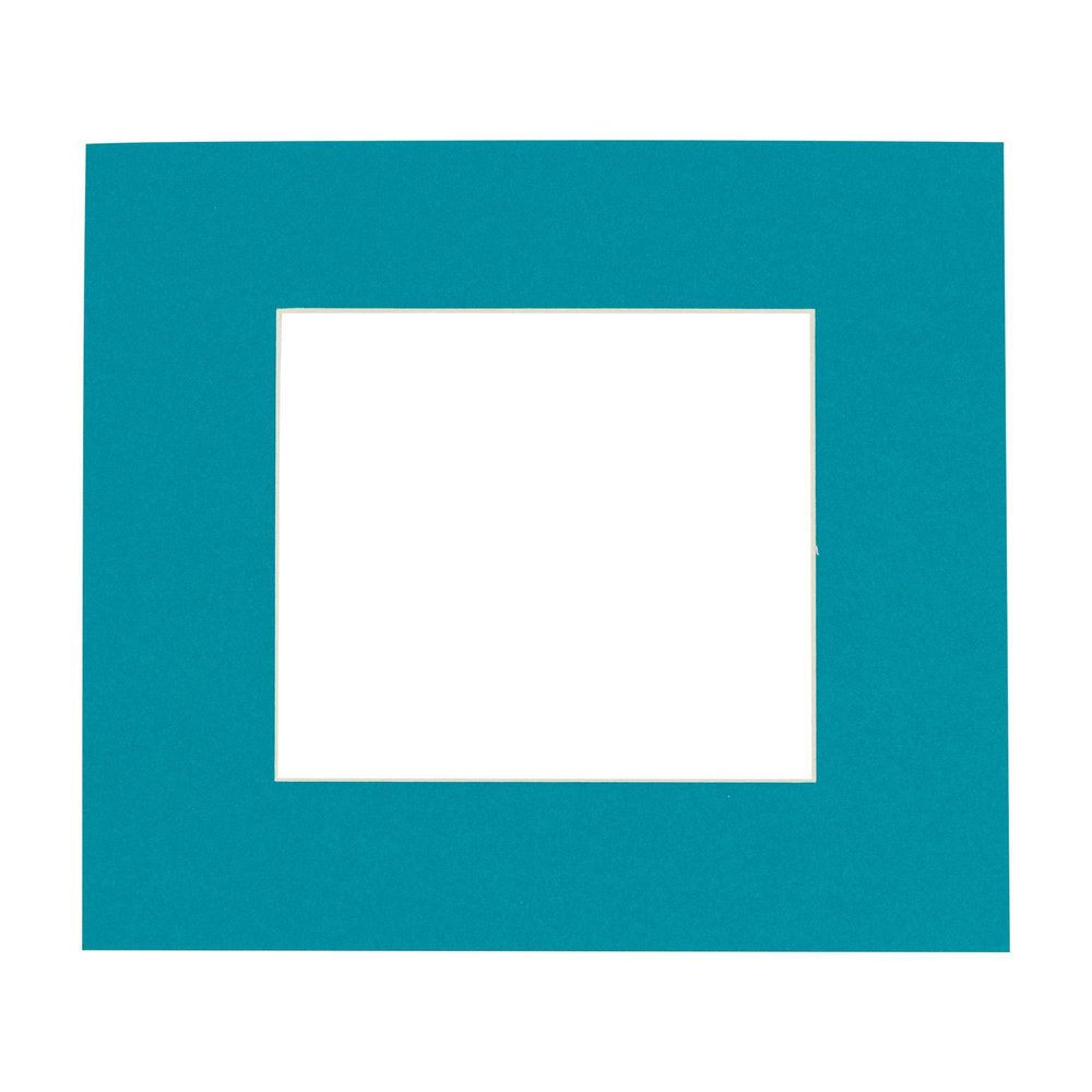 5x5 Mat For 7x7 Frame - Precut Teal Blue Square Shaped Photo Mat Board Opening - Acid Free Matte and Bevel Cut for Family Photos, Pack of 1 Matboard Show Kit With Acid Free Backing & Clear Bag