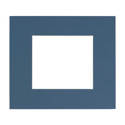 5x5 Mat For 7x7 Frame - Precut Steel Blue Square Shaped Photo Mat Board Opening - Acid Free Matte and Bevel Cut for Family Photos, Pack of 1 Matboard Show Kit With Acid Free Backing & Clear Bag