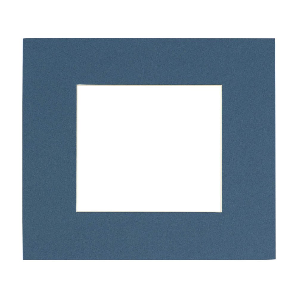 5x5 Mat For 7x7 Frame - Precut Steel Blue Square Shaped Photo Mat Board Opening - Acid Free Matte and Bevel Cut for Family Photos, Pack of 1 Matboard Show Kit With Acid Free Backing & Clear Bag