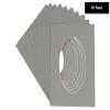 3x5 Mat For 6x7.5 Frame - Precut Mid Grey Oval Shaped Photo Mat Board Opening - Acid Free Matte and Bevel Cut for Family Photos, Pack of 10 Matboards Show Kit With Acid Free Backings & Clear Bags view 2