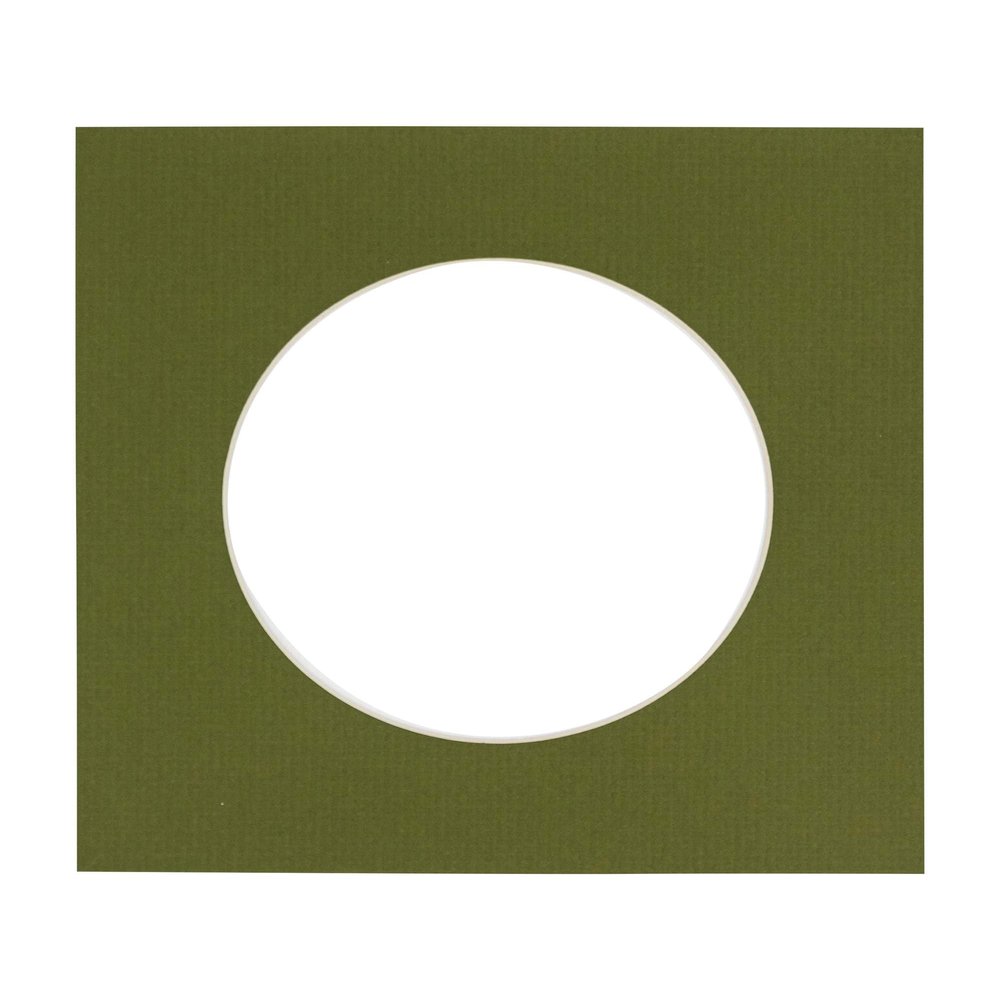 5x5 Mat For 7x7 Frame - Precut Dill Green Circle Shaped Photo Mat Board Opening - Acid Free Matte and Bevel Cut for Family Photos, Pack of 1 Matboard Show Kit With Acid Free Backing & Clear Bag