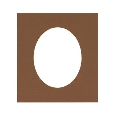 3x5 Mat For 6x7.5 Frame - Precut Aged Oak Brown Oval Shaped Photo Mat Board Opening - Acid Free Matte and Bevel Cut for Family Photos, Pack of 1 Matboard Show Kit With Acid Free Backing & Clear Bag