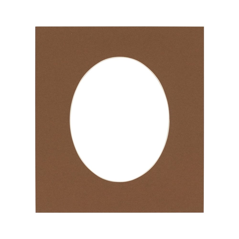 3x5 Mat For 6x7.5 Frame - Precut Aged Oak Brown Oval Shaped Photo Mat Board Opening - Acid Free Matte and Bevel Cut for Family Photos, Pack of 1 Matboard Show Kit With Acid Free Backing & Clear Bag