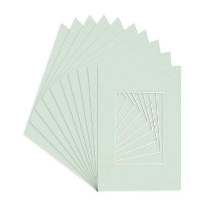 5x5 Mat for 7x7 Frame - Precut Honeydew Green Square Shaped Photo Mat Board Opening - Acid Free Matte Bevel Cut for Family Photos, Pack of 10 Matboards Show Kit with Acid Free Backings & Clear Bags