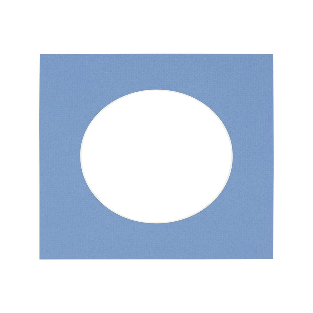 5x5 Mat For 7x7 Frame - Precut Brittany Blue Circle Shaped Photo Mat Board Opening - Acid Free Matte and Bevel Cut for Family Photos, Pack of 1 Matboard Show Kit With Acid Free Backing & Clear Bag