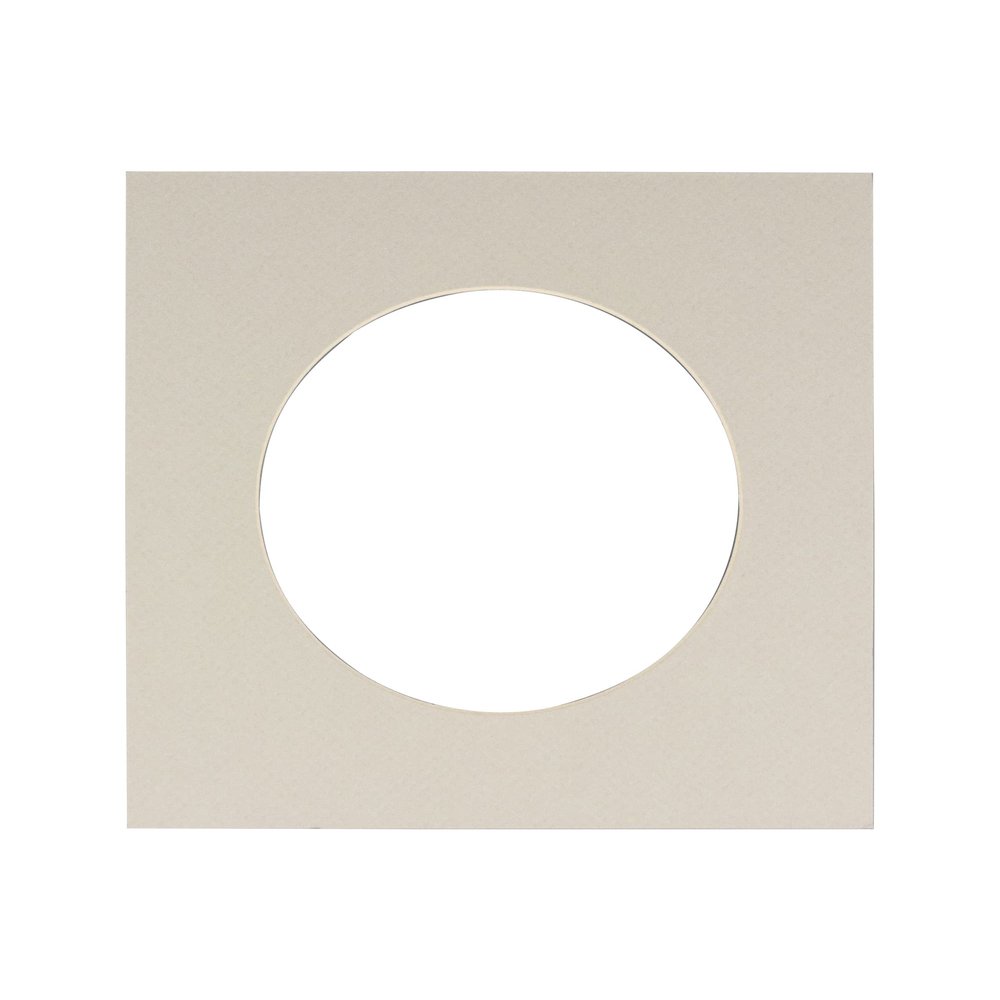 5x5 Mat For 7x7 Frame - Precut Grey Circle Shaped Photo Mat Board Opening - Acid Free Matte and Bevel Cut for Family Photos, Pack of 1 Matboard Show Kit With Acid Free Backing & Clear Bag
