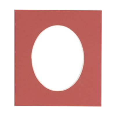 3x5 Mat For 6x7.5 Frame - Precut Brick Red Oval Shaped Photo Mat Board Opening - Acid Free Matte and Bevel Cut for Family Photos, Pack of 1 Matboard Show Kit With Acid Free Backing & Clear Bag
