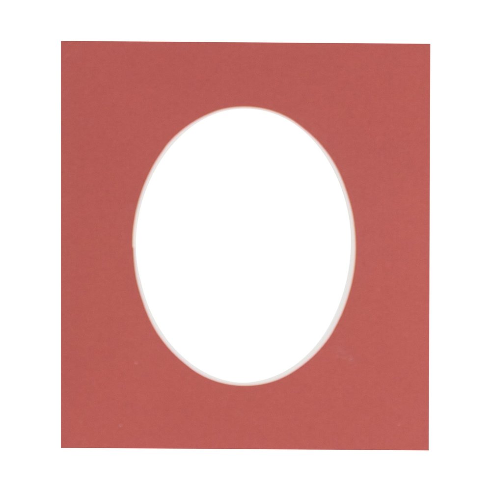 3x5 Mat For 6x7.5 Frame - Precut Brick Red Oval Shaped Photo Mat Board Opening - Acid Free Matte and Bevel Cut for Family Photos, Pack of 1 Matboard Show Kit With Acid Free Backing & Clear Bag