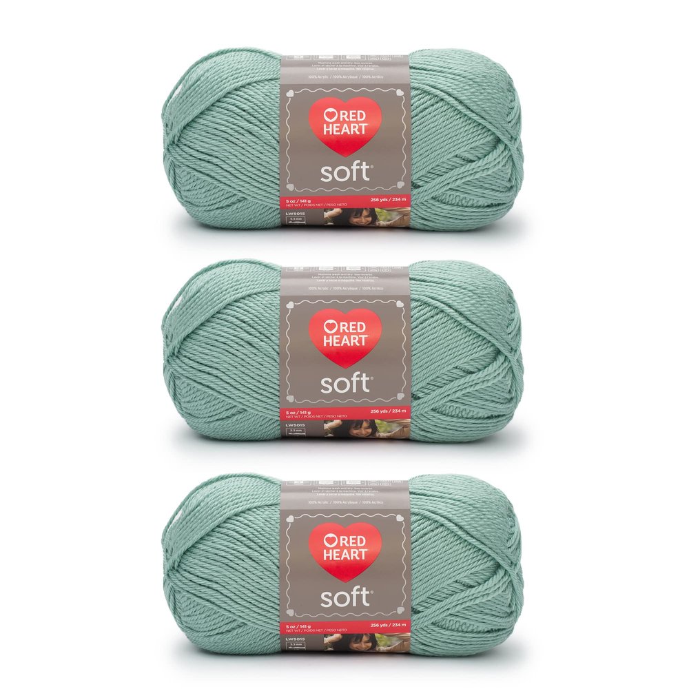 Red Heart Soft Seafoam Yarn - 3 Pack of 141g/5oz - Acrylic - 4 Medium (Worsted) - 256 Yards - Knitting/Crochet