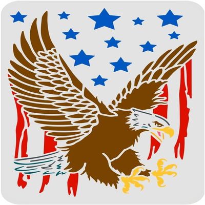 FINGERINSPIRE Eagle Stencil 11.7x8.3 inch A4 Eagle Flag Stencil for Painting Reusable Eagle Pattern Drawing Stencil Eagle DIY Craft Stencil for Painting on Wood Tile Paper Fabric Floor Wall