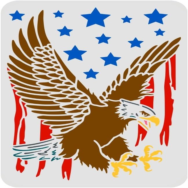 FINGERINSPIRE Eagle Stencil 11.7x8.3 inch A4 Eagle Flag Stencil for Painting Reusable Eagle Pattern Drawing Stencil Eagle DIY Craft Stencil for Painting on Wood Tile Paper Fabric Floor Wall