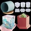 3 Sets Large Silicone Plant Molds, Container Coaster Resin Concrete Mold, Cylinder Cube Hexagon Silicone Mold for Candle Vessel Succulent Planter Pot Pen Holder Jar, Handmade Crafts Supplies view 1