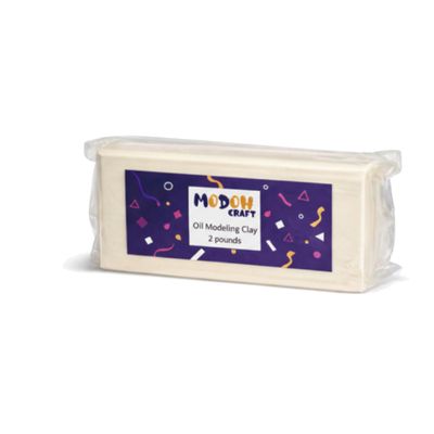 MODOH Plasticine Oil Based Modeling Clay, Non Hardening Reusable Clay, Non Toxic No Bake Professional Oil Base Sulfur Free Sculpting Clay (White)