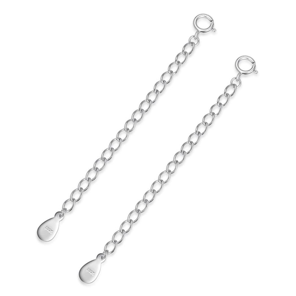 2pcs Adabele Authentic 925 Sterling Silver Cable Chain Extender Clasp Strong Removable Adjustable 2 inch Extension Tarnish Resistant White Gold for Necklace Bracelet Anklet Jewelry Making SS310-2