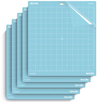 Nicapa Light Grip Cutting Mat for Cricut Maker 3/Maker/Explore 3/Air 2/Air/One (12x12 inch,5 Mats) Light Adhesive Sticky Blue Quilting Replacement Cut Mats