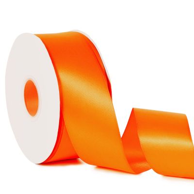 Orange 2" X 50 Yards Solid Color Satin Ribbon, Double Faced High Density Polyester Fabric Ribbon for Gifts Wrapping, Wedding, Party, Crafts, Hair Bows, Home DIY Decor Ornaments