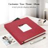 Spbapr Large Photo Album Self Adhesive 60 Pages Linen cover DIY Magnetic Scrapbook album with A Metal Pen Hold 3x5 4x6 5x7 6x8 8x10 Pictures Red view 2