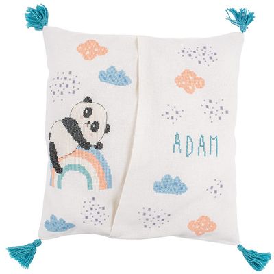 Vervaco Counted Cross Stitch Kit 12"X12"-Panda On Rainbow Pajama Bag (27 Count) -V0196349