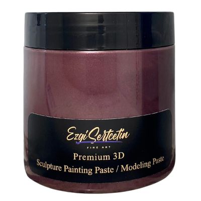 Ezgi Sertcetin 3D Sculpture Painting Paste|Texture Paste|Decorative Plaster|Ready to Use|Unique Colors|Ideal for Artwork|Stencil|Flowers|Texture|Art Relief| 6 oz (Metallic Burgundy)