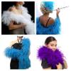 FeatherStore Exquisite 4 Ply Ostrich Feather Boa - 72" Long, 6-9" Wide, Luxurious Marabou Interior, Perfect for Halloween Costumes, Theater, Parties, and DIY Crafts - 100% Real Feathers - Black/White view 2