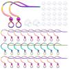 BronaGrand 50pcs Stainless Steel Earring Hooks Hypoallergenic Ear Wires Earring Fish Hooks with 50pcs Clear Silicone Earring Backs for DIY Jewelry Making(Rainbow Color) view 1