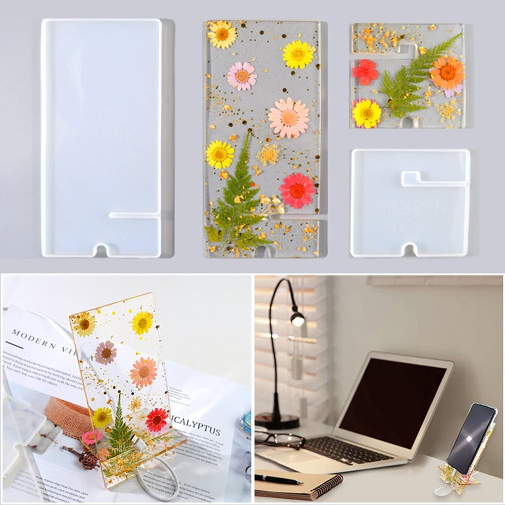 Chuwen Phone Stand Resin Molds,Silicone Mold for Mobile Holder Epoxy Resin Casting,Cellphone Support Bracket Resin Mold Resin, DIY Phone Accessories Crafts