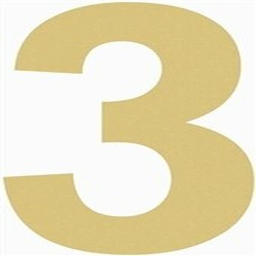 30" Wooden House or Craft Number 3 Unfinished, Rockwell Font, Craft Cutout 1-4" MDF