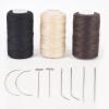 High Strength Polyester Thread for Drapery, Beading, Purses, Leather, Hair Weaving Threads and Needle for Hair Extensions, Wig DIY (Black-Brown-Blonde view 1