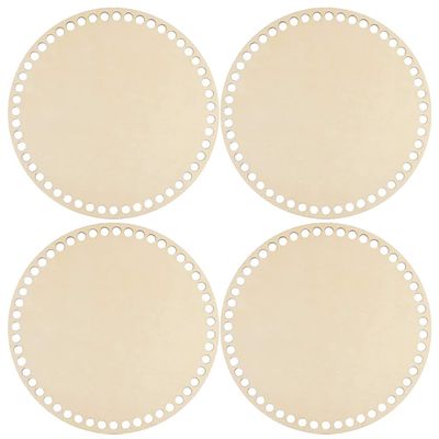 4pcs Wooden Bag Bottom Natural Wood Base Shaper Crochet Basket Base for DIY Knitting Crochet Yarn Storage Bag Weaving Crafts Home Decoration