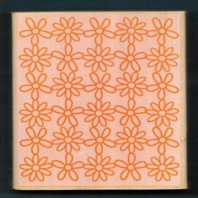 Wooden Mount Rubber Stamp for Card Making Daisy Flowers Garden Background Large