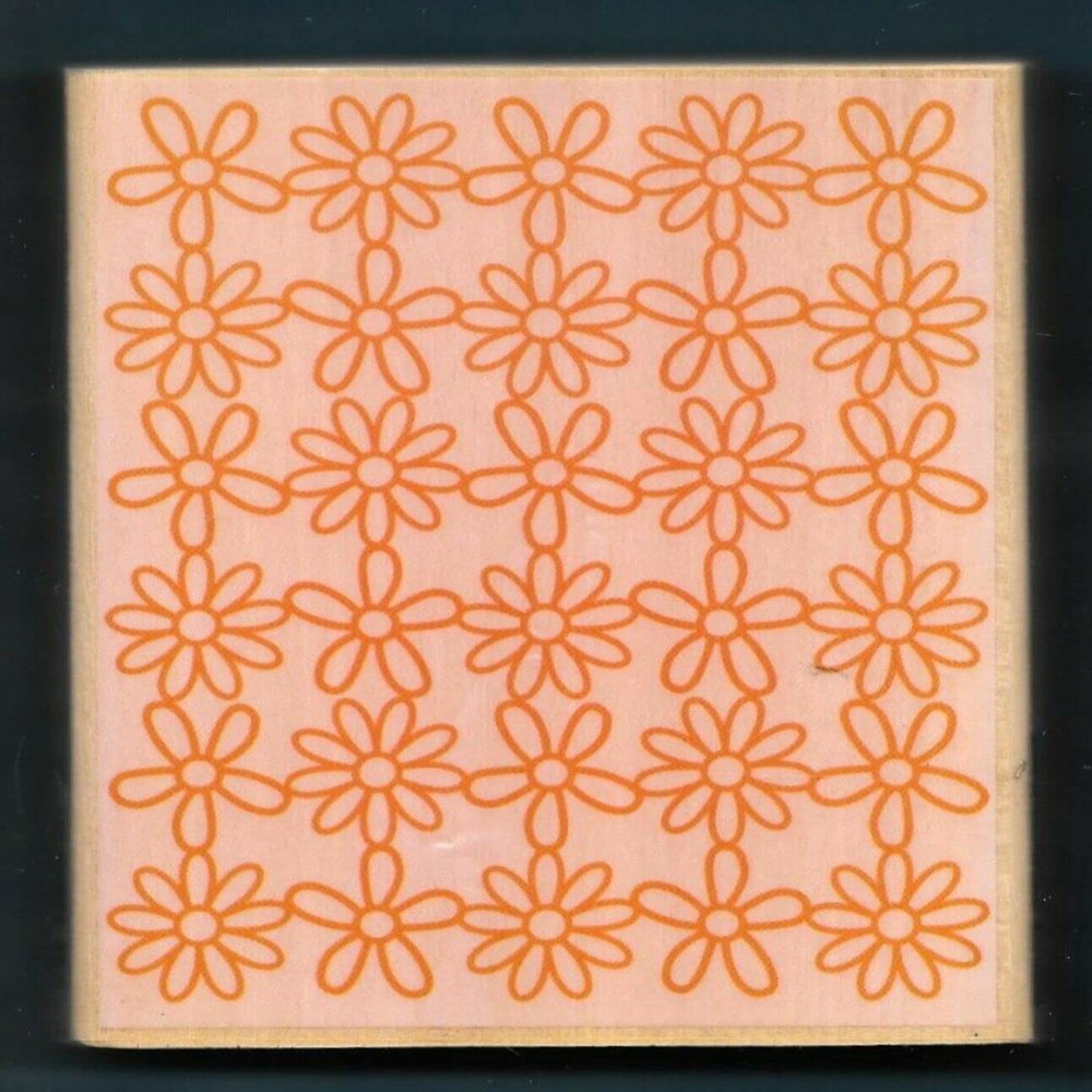 Wooden Mount Rubber Stamp for Card Making Daisy Flowers Garden Background Large