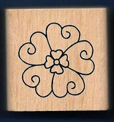 Wooden Mount Rubber Stamp for Card Making Flower Heart Shape Valentine Gift TAG Card Small
