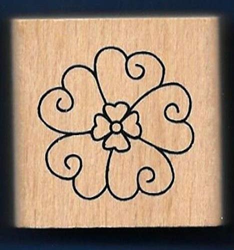 Wooden Mount Rubber Stamp for Card Making Flower Heart Shape Valentine Gift TAG Card Small